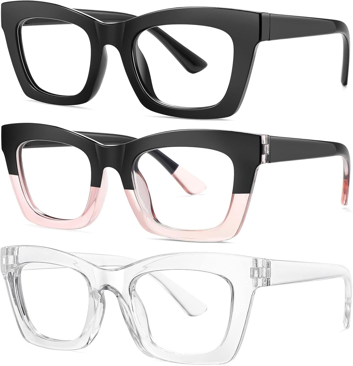 Okany Blue Light Blocking Glasses for Women Men Fashion Computer Screen Gaming TV Phones Anti Eyestrain & UV Glare Glasses 3 Pack