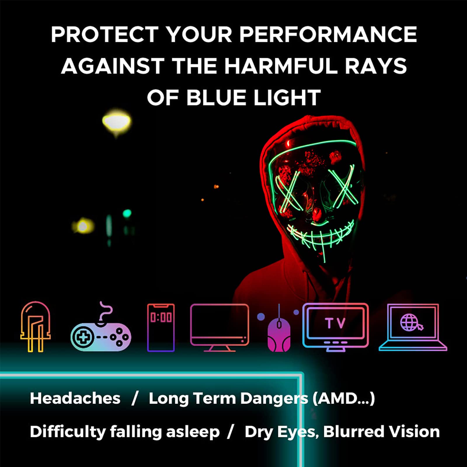 Okany Blue Light Blocking Glasses Gaming Computer Glasses Powerful Professional Screen Filter, 2.0 Upgraded Technology Anti-Fatigue Anti Glare UV Protection & Eyestrain Game Glasses for Women Men